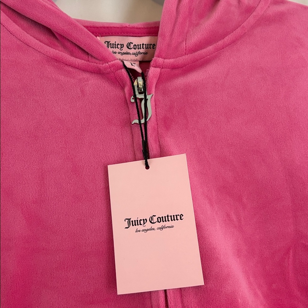 NWT Juicy Couture Blingy Hot Pink/Silver Velour Hoodie Track Set… - Picture 5 of 7